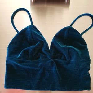 Never Worn - Teal Solemio Velvet Crop Top Bralette